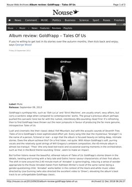 Album Review: Goldfrapp – Tales of Us | Nouse