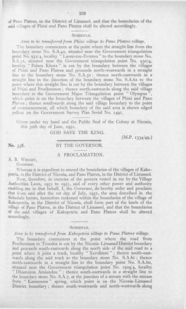 Of Pano Platres, in the District of Limassol, and That the Boundaries of the Said Villages of Phini and Pano Platres Shall Be Altered Accordingly