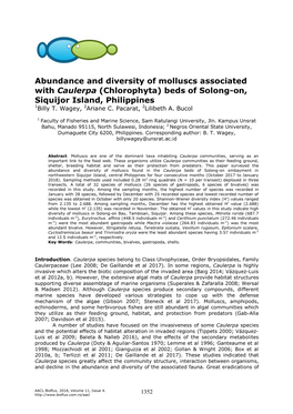 Abundance and Diversity of Molluscs Associated with Caulerpa (Chlorophyta) Beds of Solong-On, Siquijor Island, Philippines 1Billy T