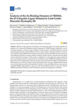 Analysis of the Zn-Binding Domains of TRIM32, the E3 Ubiquitin Ligase Mutated in Limb Girdle Muscular Dystrophy 2H