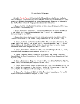10. Etappe), Chamrousse (13.), Risoul (14.), Pla D'adet (17.) Und Hautacam (18.)
