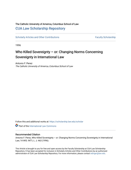 Changing Norms Concerning Sovereignty in International Law