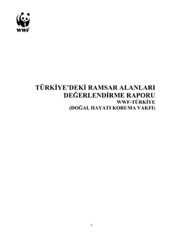 WWF-Turkiye, Ramsar Alanlari Degerlendirme Raporu