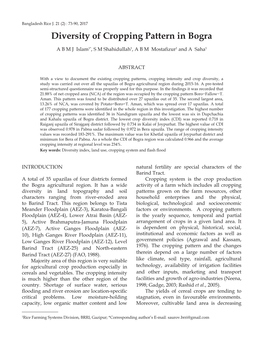 Diversity of Cropping Pattern in Bogra