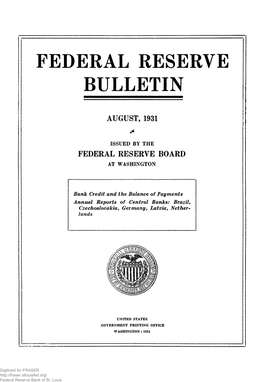 Federal Reserve Bulletin August 1931