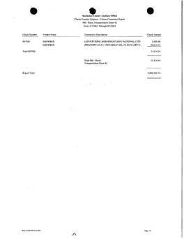 Kankakee County Auditors Office Check/Voucher Register - Claims Committee Report