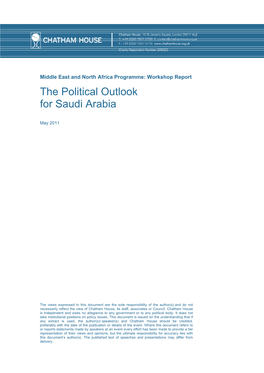 The Political Outlook for Saudi Arabia