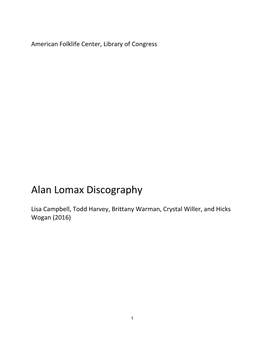 Alan Lomax Discography