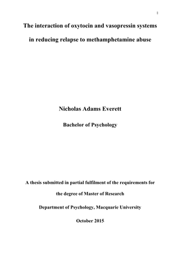 The Interaction of Oxytocin and Vasopressin Systems in Reducing