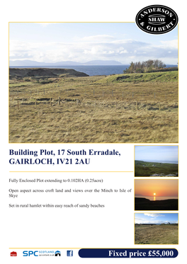 Fixed Price £55,000 Building Plot, 17 South Erradale, GAIRLOCH, IV21