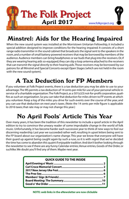 April 2017 No April Fools' Article This Year a Tax