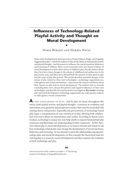 Influences of Technology-Related Playful Activity and Thought on Moral Development S