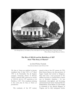 The War of 1812-14 and the Rebellion of 1837 from “The Story of Sharon”