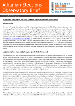 Albanian Elections Observatory – First Draft