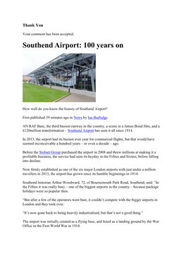 Southend Airport: 100 Years On