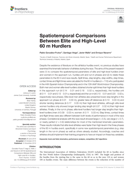 Spatiotemporal Comparisons Between Elite and High-Level 60 M Hurdlers