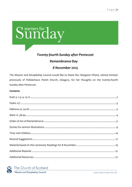 Twenty-Fourth Sunday After Pentecost Remembrance Day 8 November 2015