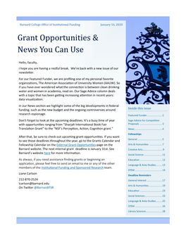 Grant Opportunities & News You Can