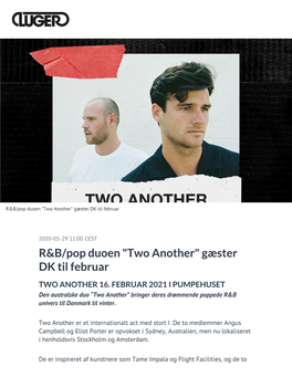 R&B/Pop Duoen "Two Another"