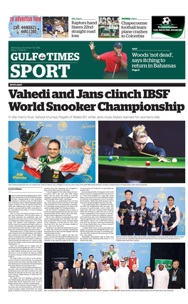 Vahedi and Jans Clinch IBSF World Snooker Championship in the Men’S Final, Vahedi Thumps Pagett of Wales 8-1, While Jans Routs India’S Kamani for Women’S Title