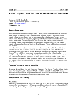 Korean Popular Culture in the Inter-Asian and Global Context