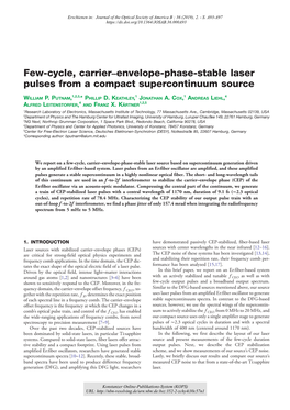 Few-Cycle, Carrier–Envelope-Phase-Stable Laser Pulses from a Compact Supercontinuum Source