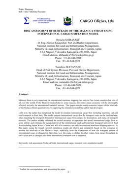 Risk Assessment of Blockade of the Malacca Strait Using International Cargo Simulation Model