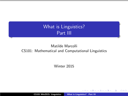 What Is Linguistics? Part III