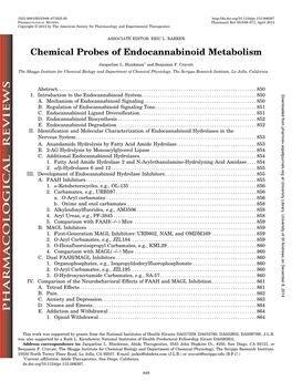 Chemical Probes of Endocannabinoid Metabolism