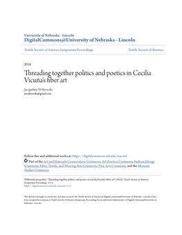 Threading Together Politics and Poetics in Cecilia Vicuña's Fiber