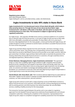 Ingka Investments to Take 49% Stake in Ikano Bank