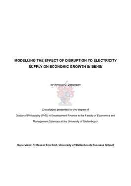 Modelling the Effect of Disruption to Electricity Supply on Economic Growth in Benin