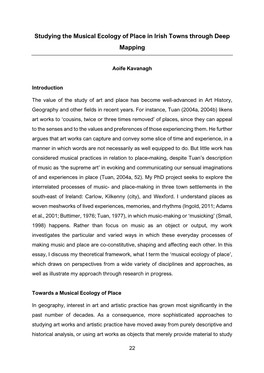 Studying the Musical Ecology of Place in Irish Towns Through Deep Mapping