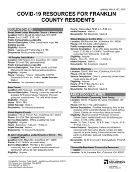 Covid-19 Resources for Franklin County Residents