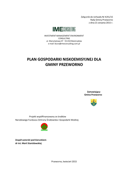 Plan Gospodarki Niskoemisyjnej Dla Gminy Przeworno