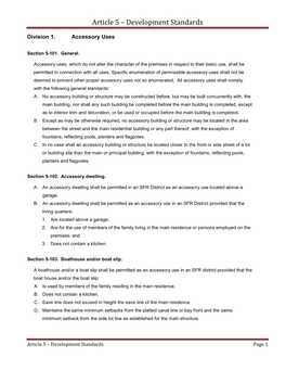 Article 5 – Development Standards