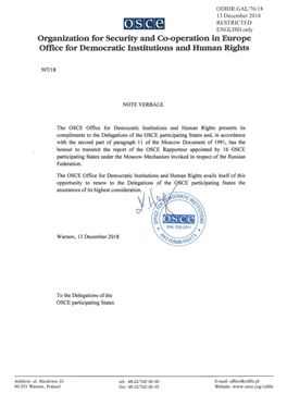 Report Under the Moscow Mechanism on Alleged Human Rights Violations and Impunity in the Chechen Republic of the Russian Federation