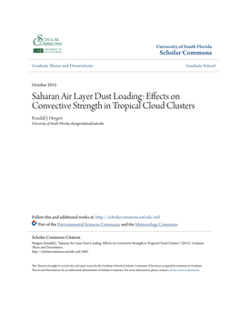 Saharan Air Layer Dust Loading: Effects on Convective Strength in Tropical Cloud Clusters Randall J