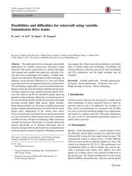 Possibilities and Difficulties for Rotorcraft Using Variable