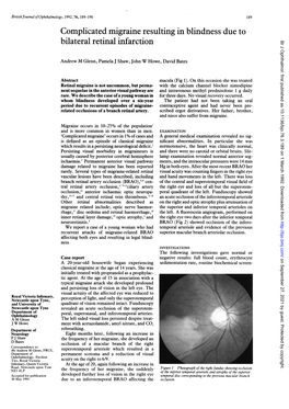 Bilateral Retinal Infarction Br J Ophthalmol: First Published As 10.1136/Bjo.76.3.189 on 1 March 1992