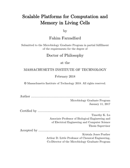 Scalable Platforms for Computation and Memory in Living Cells