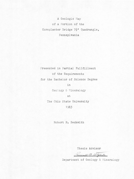 A Geologic .. ~Ap of a Portion of the Cornplanter Bridge ?T' Quadrangle