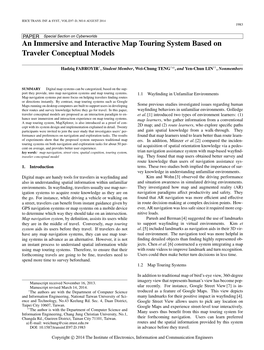 An Immersive and Interactive Map Touring System Based on Traveler Conceptual Models