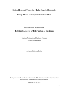 Political Aspects of International Business