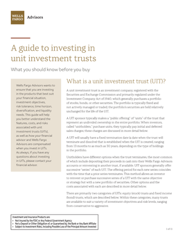 A Guide to Investing in Unit Investment Trusts What You Should Know Before You Buy