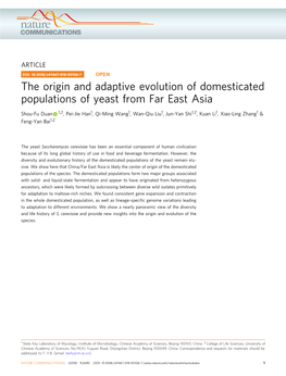 The Origin and Adaptive Evolution of Domesticated Populations of Yeast from Far East Asia