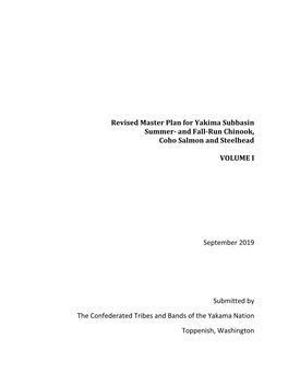 Revised Master Plan for Yakima Subbasin Summer- and Fall-Run Chinook, Coho Salmon and Steelhead