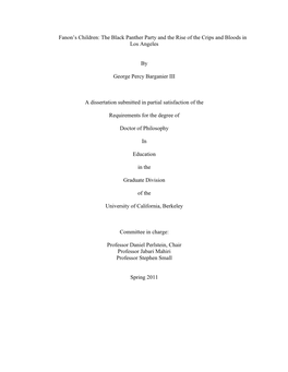 The Black Panther Party and the Rise of the Crips and Bloods in Los Angeles