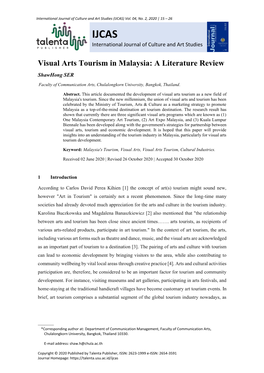 Visual Arts Tourism in Malaysia: a Literature Review Shawhong SER