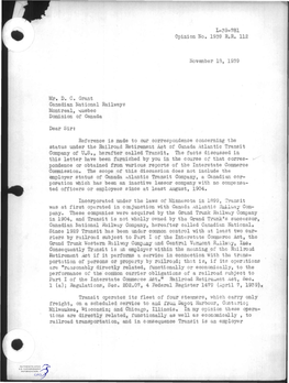 L-39-781 Opinion No. 1939 R.R. 112 November 18, 1939 Mr. D. C. Grant